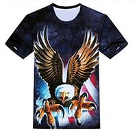 Men's Unisex Tee T shirt 3D Print Graphic Prints Eagle Plus Size Print Short Sleeve Casual Tops Cotton Basic Designer Big and Tall Blue Lightinthebox - thumbnail
