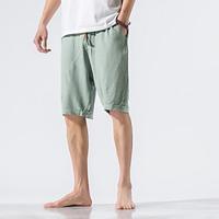 Men's Linen Shorts Summer Shorts Casual Shorts Pocket Solid Colored Sports Short Casual Daily Casual Black Green Low Waist Lightinthebox