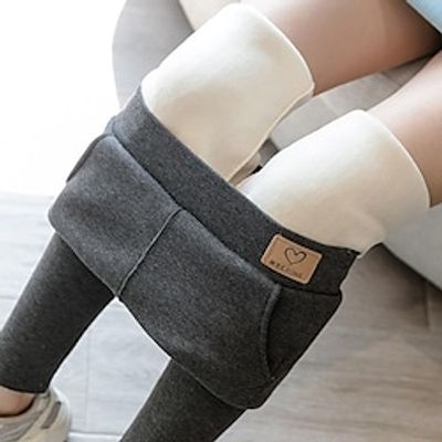 Women's Leggings Thermal Warm Yoga Fitness Tennis Leggings Spring and autumn thin section dark gray 350g silver fox velvet black spring and autumn thin black Fleece Winter Sports Activewear High Lightinthebox