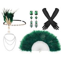 Retro Vintage Roaring 20s 1920s Flapper Headband Accesories Set The Great Gatsby Women's Feather Cosplay Costume Carnival Performance Wedding Party miniinthebox - thumbnail