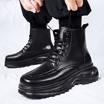 Men's Boots Biker boots Platform Boots Combat Boots Winter Boots Sporty Casual British Outdoor Daily PU Warm Comfortable Booties / Ankle Boots Lace-up Black Fall Winter miniinthebox