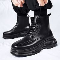 Men's Boots Biker boots Platform Boots Combat Boots Winter Boots Sporty Casual British Outdoor Daily PU Warm Comfortable Booties / Ankle Boots Lace-up Black Fall Winter miniinthebox - thumbnail