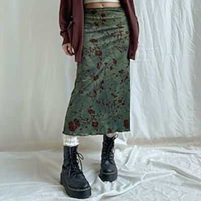 Women's A Line Maxi Polyester Green Skirts Summer Print Casual Vacation Weekend S M L Lightinthebox Women's A Line Maxi Polyester Green Skirts Summer Print Casual Vacation Weekend S M L Lightinthebox