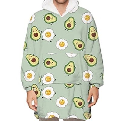 Kid's Adults' Oversized Hoodie Blanket Wearable Blanket With Pocket pear Print Onesie Pajamas Flannel Cosplay For Men's Women's Boys Christmas Animal Sleepwear Cartoon Festival  Holiday Costumes Lightinthebox