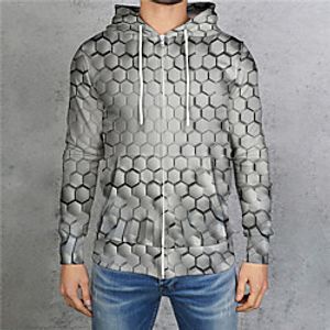 Men's Unisex Full Zip Hoodie Geometric Graphic Prints Zipper Print Hooded Daily Sports 3D Print 3D Print Casual Hoodies Sweatshirts  Long Sleeve Gray miniinthebox