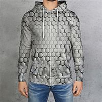 Men's Unisex Full Zip Hoodie Geometric Graphic Prints Zipper Print Hooded Daily Sports 3D Print 3D Print Casual Hoodies Sweatshirts  Long Sleeve Gray miniinthebox - thumbnail