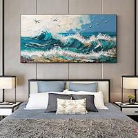 Abstract White Wave Oil Painting On Canvas hand painted Blue Ocean Painting Large Wall Art painting for Living Room Home Decor Custom Textured seascape Painting Lightinthebox