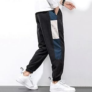 Men's Sweatpants Joggers Pocket Drawstring Elastic Waist Color Block Comfort Breathable Casual Daily Holiday Sports Fashion Black miniinthebox