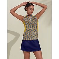Women's Golf Polo Shirt Dark Navy Sleeveless Top Floral Ladies Golf Attire Clothes Outfits Wear Apparel Lightinthebox