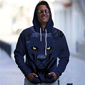 Men's Unisex Pullover Hoodie Sweatshirt Graphic Prints Animal Print Daily Sports 3D Print Casual Designer Hoodies Sweatshirts  Navy Blue miniinthebox