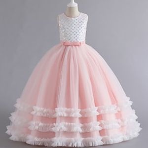 Princess Sweep  Brush Train Flower Girl Dress Event  Party Girls Cute Prom Dress Tulle with Petal Mini Bridal Fit 3-16 Years Lightinthebox