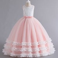 Princess Sweep  Brush Train Flower Girl Dress Event  Party Girls Cute Prom Dress Tulle with Petal Mini Bridal Fit 3-16 Years Lightinthebox - thumbnail