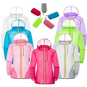 Men's Women's Reflective Jacket Hiking Skin Jacket Outdoor Waterproof Portable Ultra Light (UL) Reflective Strips Outerwear Jacket Top Single Slider Fishing Climbing Beach Silver Lake blue White Pink Lightinthebox