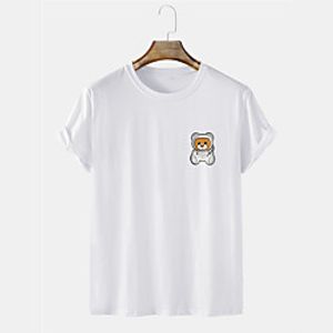 Men's Unisex Tee T shirt Shirt Hot Stamping Graphic Prints Toy Bear Plus Size Short Sleeve Casual Tops Cotton Basic Designer Big and Tall Gray White Black miniinthebox