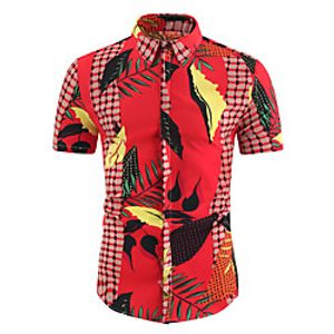 Men's Shirt Graphic Short Sleeve Casual Tops Simple Hawaiian Red miniinthebox