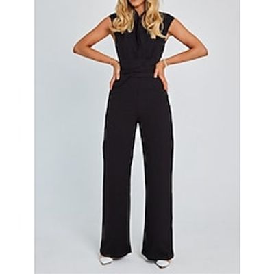 Women's Jumpsuit High Waist Solid Color Crew Neck Business Office Work Regular Fit Sleeveless Black White Khaki S M L Summer Lightinthebox Women's Jumpsuit High Waist Solid Color Crew Neck Business Office Work Regular Fit Sleeveless Black White Khaki S M L Summer Lightinthebox