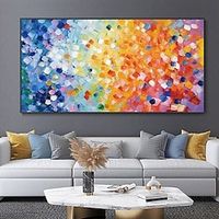 Handmade Oil Painting Canvas Wall Art Decoration Colorful Abstract Mosaic for Home Decor Rolled Frameless Unstretched Painting Lightinthebox