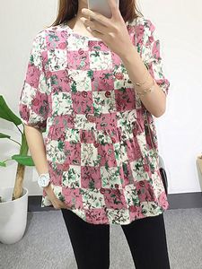 Floral Printed Half Sleeve Vintage Blouses