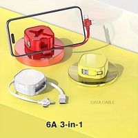 5A Charge 3-in-1 Data Cable Expansion Bracket Data Cable LED Light One Drag Three Charging Cable miniinthebox