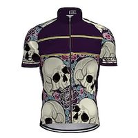 21Grams Men's Cycling Jersey Short Sleeve Bike Top with 3 Rear Pockets Mountain Bike MTB Road Bike Cycling Breathable Quick Dry Moisture Wicking Purple Skull Spandex Polyester Sports Clothing Apparel Lightinthebox - thumbnail