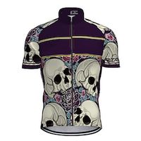 21Grams Men's Cycling Jersey Short Sleeve Bike Top with 3 Rear Pockets Mountain Bike MTB Road Bike Cycling Breathable Quick Dry Moisture Wicking Purple Skull Spandex Polyester Sports Clothing Apparel Lightinthebox - thumbnail