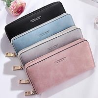 Women's Wallet Credit Card Holder Wallet PU Leather Shopping Daily Zipper Lightweight Durable Anti-Dust Solid Color Black Pink Blue miniinthebox - thumbnail
