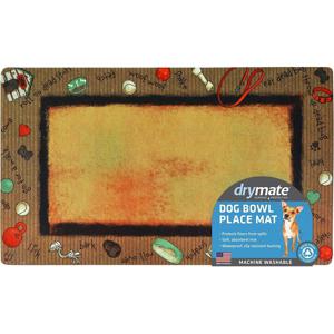 Drymate Dog Bowl Placemat Bow Wow Wonder - Brown - 12 x 20 inch