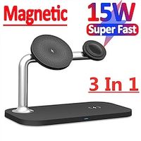 15W 3 in 1 Magnetic Wireless Charger Stand For iPhone 13 12 Pro Max Apple Watch Macsafe Fast Charging for Airpods iWatch 7 6 miniinthebox - thumbnail