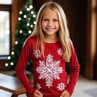 Christmas Girls' 3D Snowflake Tee Shirt Long Sleeve 3D Print Fall Winter Active Fashion Cute Polyester Kids 3-12 Years Crew Neck Outdoor Casual Daily Regular Fit Lightinthebox - thumbnail