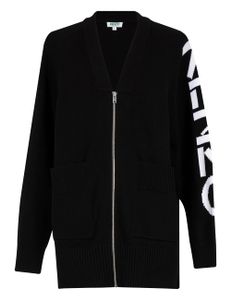 Logo Sleeves Zip Up Cardigan -Black Logo Sleeves Zip Up Cardigan -Black