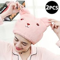 2pcs Cartoon Microfiber Hair Wrap Caps Hair Accessories Turban Bathroom Shower Cap Quickly Towel Drying Towel Hats Women Sauna Cap miniinthebox - thumbnail