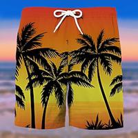 Men's Shorts Summer Shorts Casual Shorts Pocket Drawstring Elastic Waist Graphic Coconut Tree Breathable Soft Short Casual Daily Holiday Fashion Streetwear Yellow Orange Micro-elastic Lightinthebox