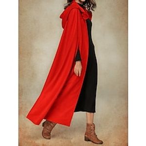 Women's Cloak / Capes Christmas Long Overcoat Winter Pea Coat Windproof Warm Trench Coat Stylish Classic Casual Jacket 3/4 Length Sleeve Oversize Black Red Blue miniinthebox