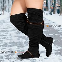 Women's Boots Suede Shoes Slouchy Boots Plus Size Outdoor Daily Over The Knee Boots Mid Calf Boots Winter Zipper Flat Heel Round Toe Casual Comfort Minimalism Suede Zipper Solid Color Dark Grey Dark miniinthebox - thumbnail