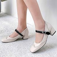 Women's Heels Flats Brogue Plus Size Cross Strap Heels Party Office Daily Ribbon Tie Stiletto Heel Square Toe Vacation Vintage Fashion Faux Leather Loafer Black Yellow Pink miniinthebox - thumbnail