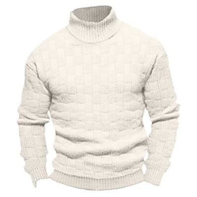 Men's Pullover Sweater Jumper Turtleneck Sweater Knit Sweater Ribbed Cable Knit Regular Knitted Plain Turtleneck Keep Warm Modern Contemporary Daily Wear Going out Clothing Apparel Fall Winter Black Lightinthebox