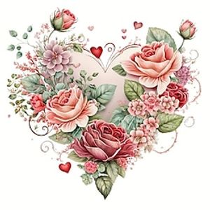 1pc Floral DIY Diamond Painting Flowers Heart Diamond Painting Handcraft Home Gift Without Frame miniinthebox