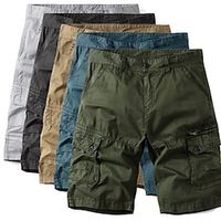 Men's Cargo Shorts Shorts Work Shorts Button Multi Pocket Plain Wearable Short Outdoor Daily Going out Fashion Classic Black Army Green Lightinthebox