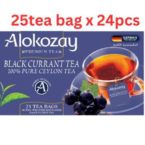 Alokozay Black Currant - 25 Tea Bags In Foil Wrapped Envelopes X Pack Of 24