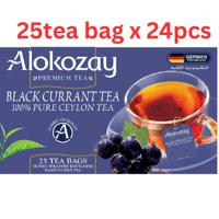 Alokozay Black Currant - 25 Tea Bags In Foil Wrapped Envelopes X Pack Of 24