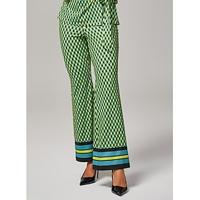 Green 3D Geometric Print High-Stretch Flared Pants
