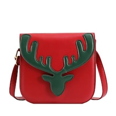 Women's Crossbody Bag Messenger Bag PU Leather Christmas Daily Zipper Large Capacity Waterproof Geometric Black White Red miniinthebox