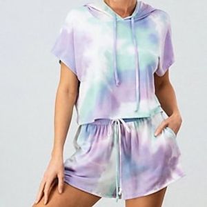 Women's Loungewear Sets Tie Dye Simple Comfort Home Polyester Hoodie # Spring Summer Purple Lightinthebox