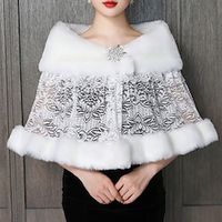 Faux Fur Wraps Shawls Women's Wrap Pure Elegant Sleeveless Terylene Wedding Wraps With Feathers  Fur For Wedding Fall  Winter Lightinthebox - thumbnail