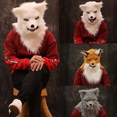 Carnival  Animal Fox Hair Mask Mouth Can Be Opened Bar Tiktok Halloween TablePerformance Props Lightinthebox
