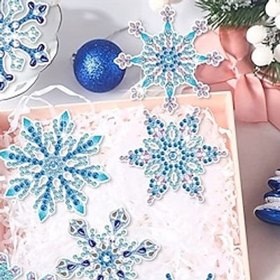 Snowflake Diamond Painting Keychains Diamond Art Christmas Ornaments DIY Diamond Snowflake Keychain Handmade Diamond Painting Christmas Ornaments Kits For Winter Christmas Party Decoration Lightinthebox