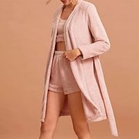 Women's Home Polyester Pant everyday Scoop Neck Suits Long Sleeve Basic Spring  Summer Belt Included Textured XS Blushing Pink Lightinthebox - thumbnail