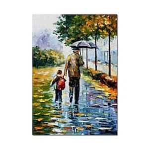 Oil Painting Handmade Hand Painted Wall Art Palette Knife Figure Portrait Father And Son After School Parent-Child Landscape Home Decoration Decor Rolled Canvas No Frame Unstretched Lightinthebox