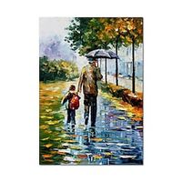 Oil Painting Handmade Hand Painted Wall Art Palette Knife Figure Portrait Father And Son After School Parent-Child Landscape Home Decoration Decor Rolled Canvas No Frame Unstretched Lightinthebox - thumbnail