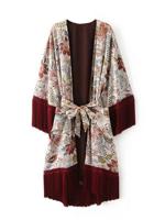 Elegant Printed Tassel Cardigans